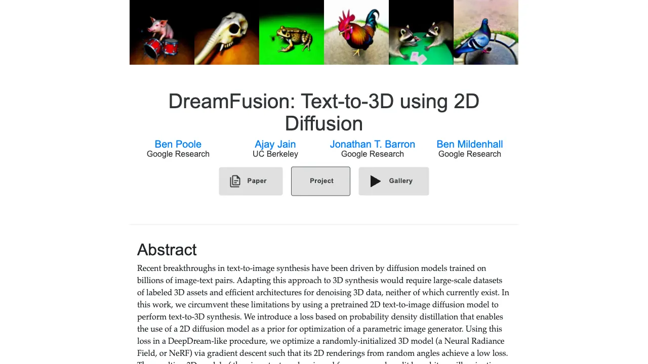 DreamFusion 预览